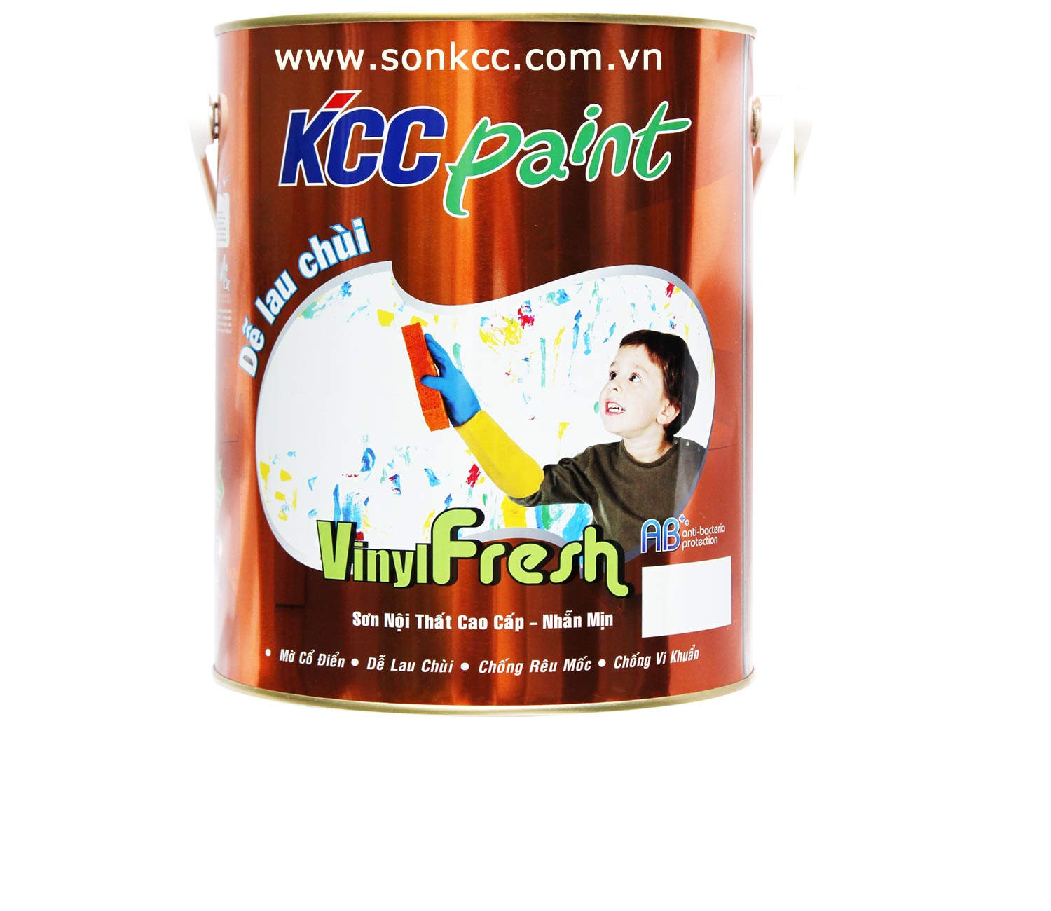 Sơn nước nội thất KCC Paint Lau chùi,kháng khuẩn - Vinyl Fresh-5L
